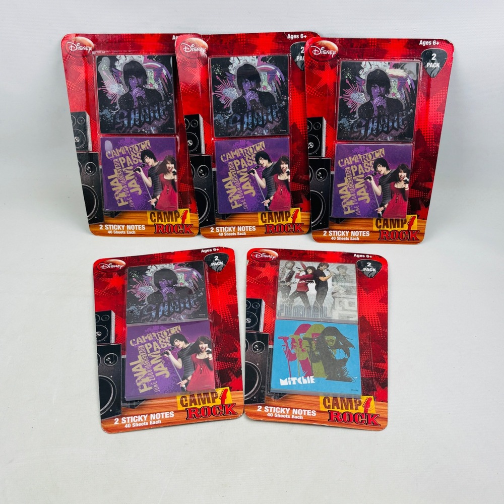 Disney Camp Rock Sticky Notes 2 Pack Lot‎ of 5 Shane Mitchie Jonas Brothers